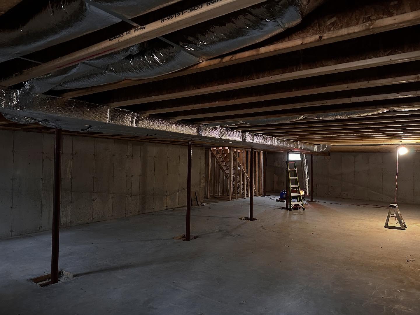 Basement ductwork installation